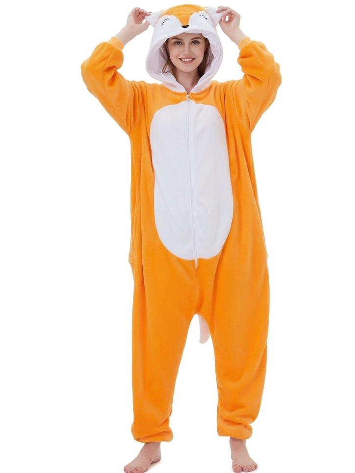 Fox Kigurumi Onesie - Animal Cosplay Costume Pajamas for Halloween, Christmas, Easter, Adults & Kids