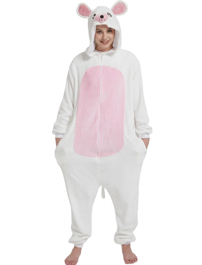 [Custom ] NUOLE Mouse Kigurumi Onesie - Animal Cosplay Costume Pajamas with Ears & Tail for Halloween, Christmas, Easter, Adults & Kids