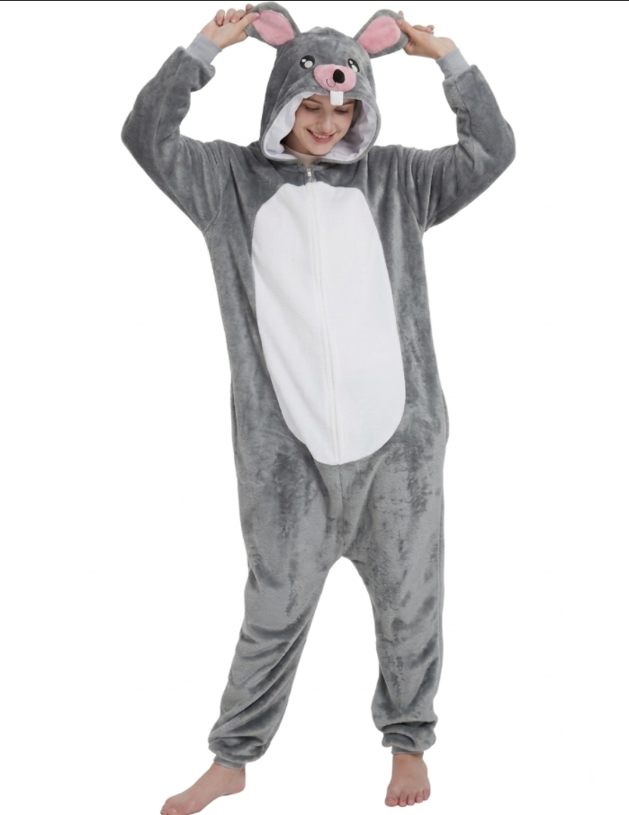 [Custom ] NUOLE Mouse Kigurumi Onesie - Animal Cosplay Costume Pajamas with Ears & Tail for Halloween, Christmas, Easter, Adults & Kids