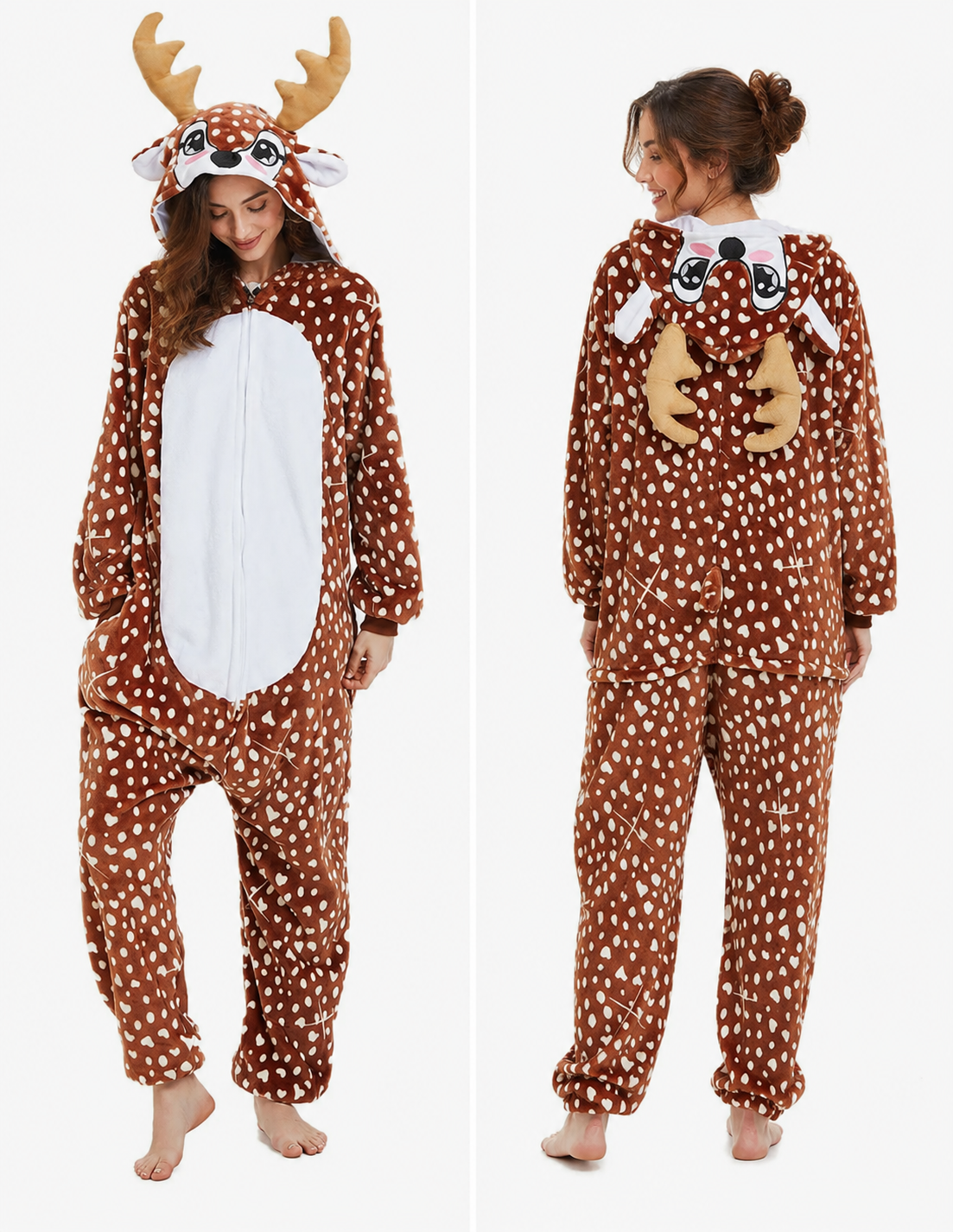 [Custom ] NUOLE Reindeer & Deer Kigurumi Onesie - Animal Cosplay Costume Pajamas for Halloween, Christmas, Easter, Adults & Kids