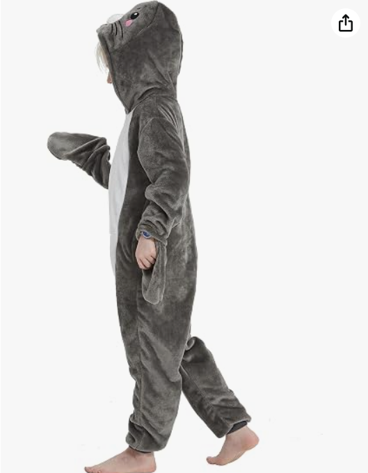 [Custom ] NUOLE Seal Kigurumi Onesie - Animal Cosplay Costume Pajamas with Flippers for Halloween, Christmas, Easter, Adults & Kids