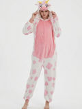 [Custom ] NUOLE Spotted Cow Kigurumi Onesie - Animal Cosplay Costume Pajamas with Horns & Tail for Halloween, Christmas, Easter, Adults & Kids