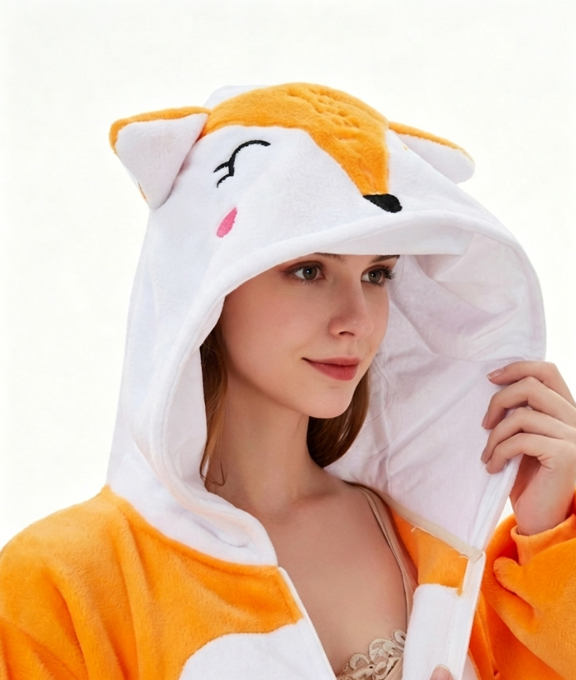 Fox Kigurumi Onesie - Animal Cosplay Costume Pajamas for Halloween, Christmas, Easter, Adults & Kids