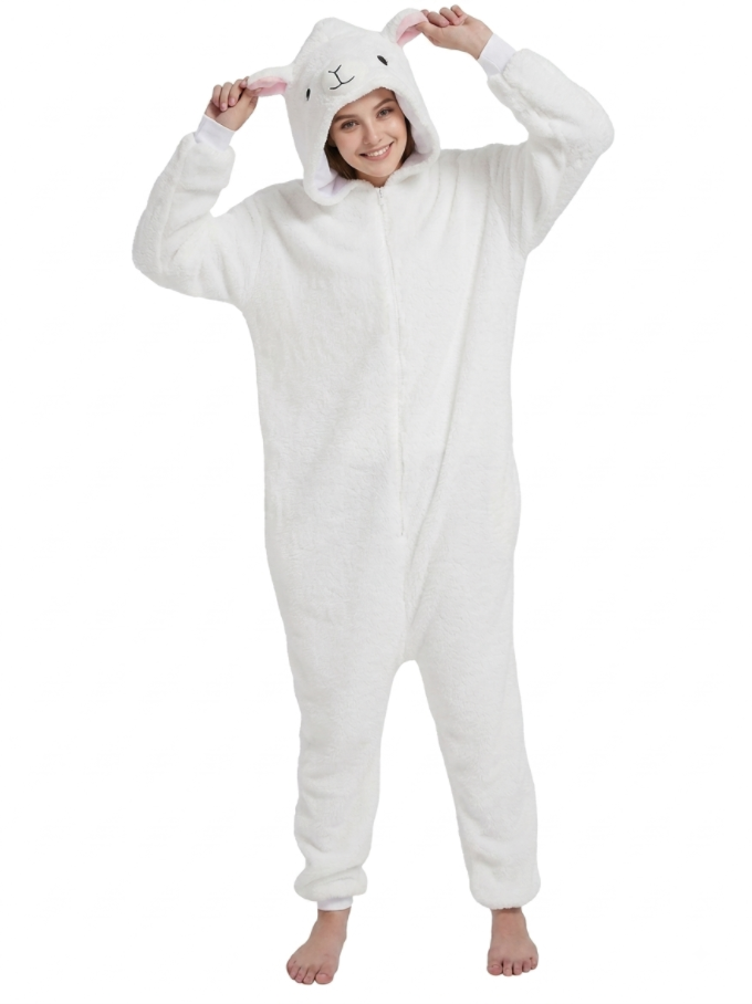 [Custom ] NUOLE Sheep Lamb Kigurumi Onesie - Animal Cosplay Costume Pajamas for Halloween, Christmas, Easter, Adults & Kids