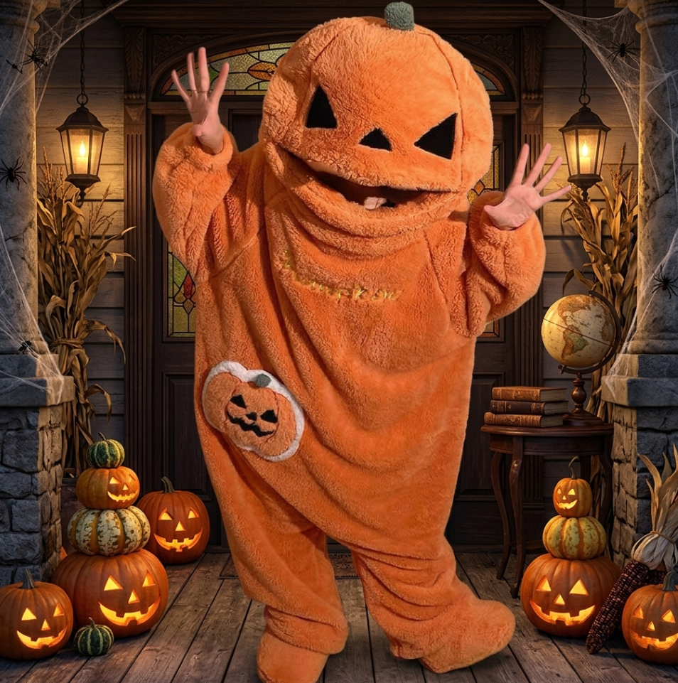 NUOLE Pumpkin Kigurumi Onesie - Family Halloween Cosplay Pajamas for Kids & Adults