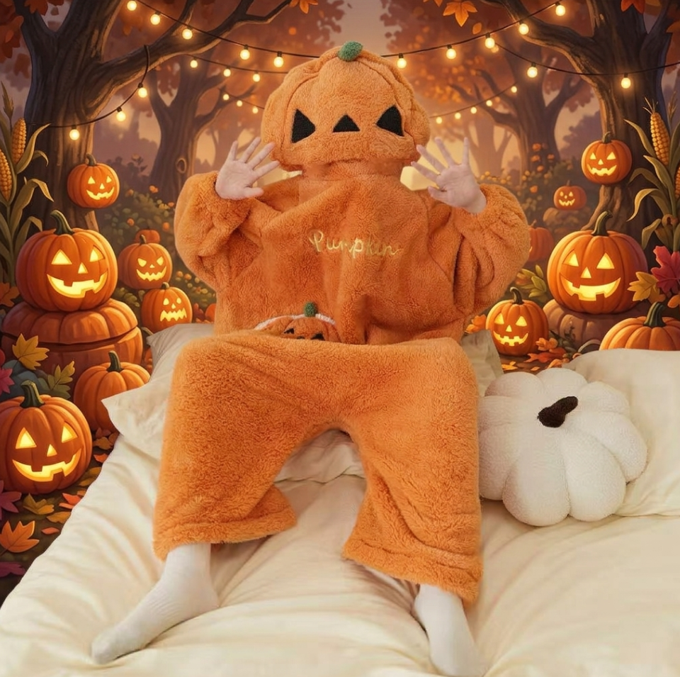 NUOLE Pumpkin Kigurumi Onesie - Family Halloween Cosplay Pajamas for Kids & Adults