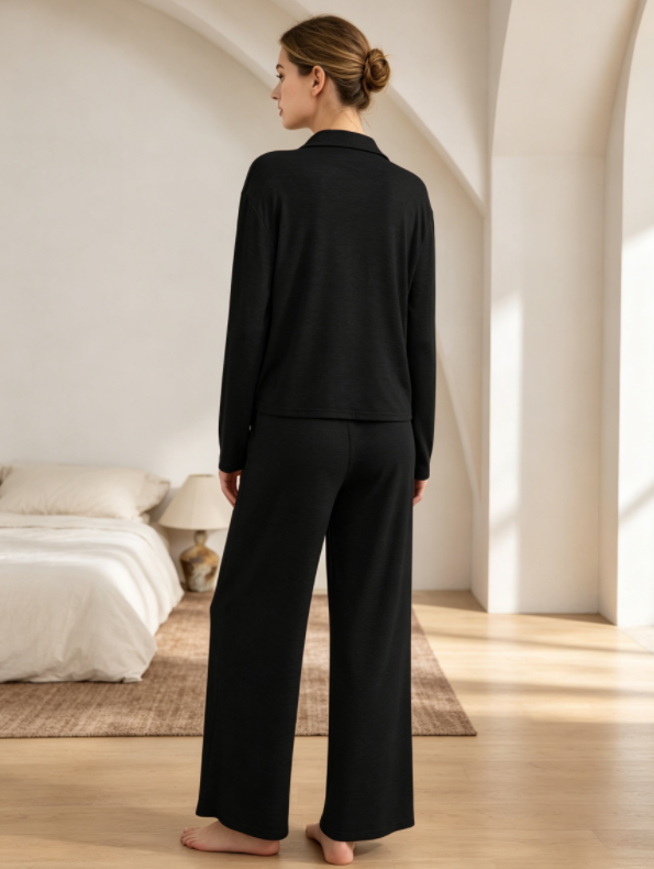 NUOLE Women's Colored Cotton Long Sleeve Pajama Set - Soft Two-Piece Loungewear SleepwearWomen's Colored Cotton Long Sleeve Pajama Set - Soft Two-Piece Loungewear Sleepwear