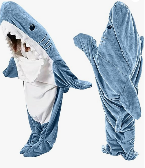 NUOLE Cozy Shark Wearable Blanket Hoodie - Plush Fleece Sleeping Bag Onesie for Adults & Kids