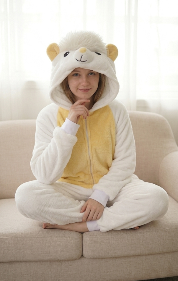 [Custom ] NUOLE Alpaca Kigurumi Onesie - Animal Cosplay Costume Pajamas for Halloween, Christmas, Easter, Adults & Kids
