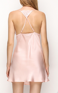 NUOLE Women's 100% Mulberry Silk Slip Nightdress - Lace V-Neck Cami Nightgown