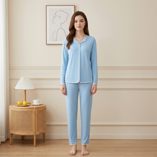 NUOLE Women's EcoCosy Viscose Long Sleeve Pajama Set - Soft Two-Piece Loungewear Sleepwear