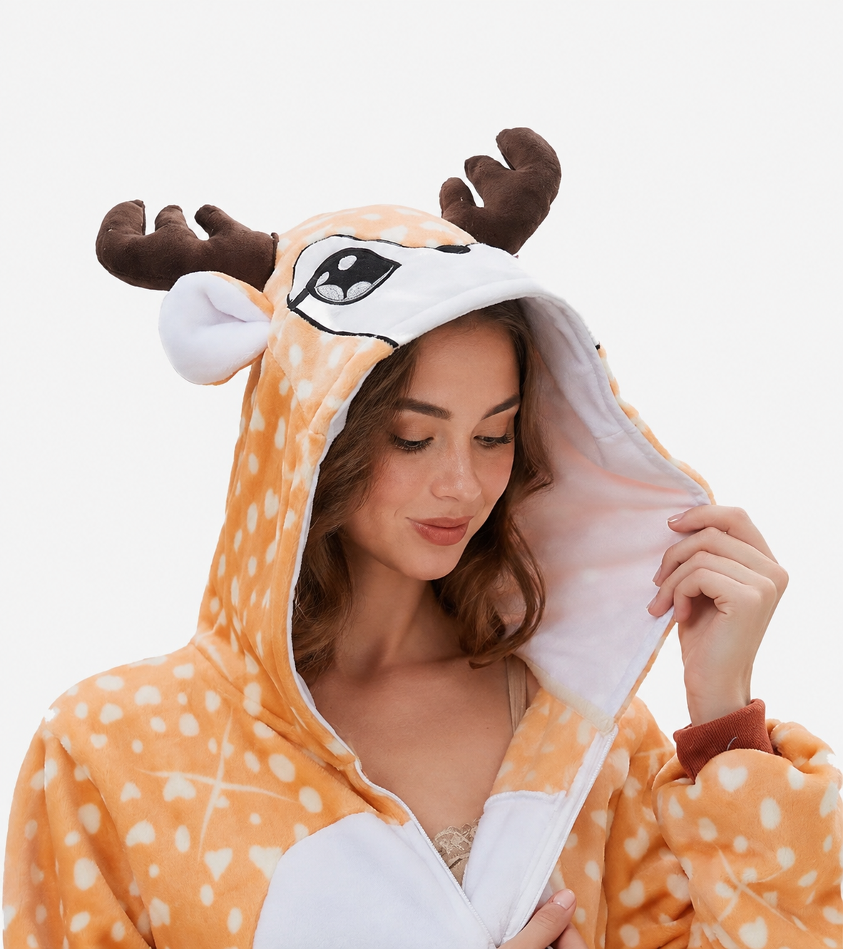 [Custom ] NUOLE Reindeer & Deer Kigurumi Onesie - Animal Cosplay Costume Pajamas for Halloween, Christmas, Easter, Adults & Kids