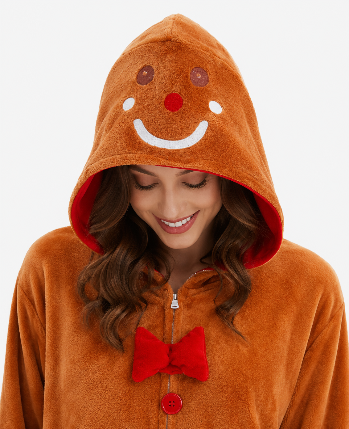 [Custom ] NUOLE Gingerbread Man Kigurumi Onesie - Cosplay Costume Pajamas for Halloween, Christmas, Easter, Adults & Kids