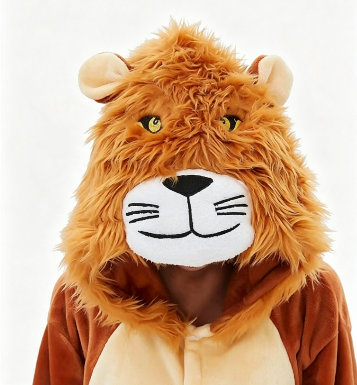 [Custom ] NUOLE Lion Kigurumi Onesie - Animal Cosplay Costume Pajamas for Halloween, Christmas, Easter, Adults & Kids
