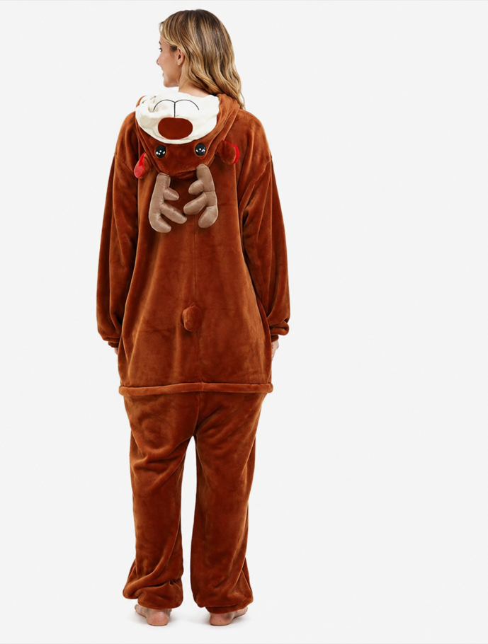 [Custom ] NUOLE Reindeer & Deer Kigurumi Onesie - Animal Cosplay Costume Pajamas for Halloween, Christmas, Easter, Adults & Kids