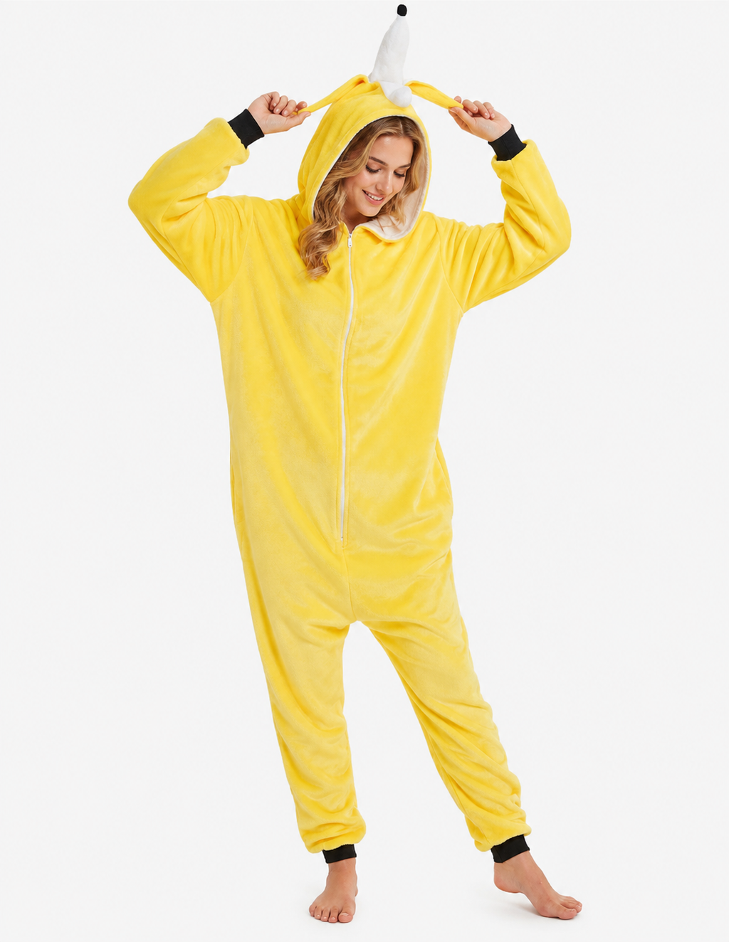 [Custom ] NUOLE Banana Kigurumi Onesie - Fruit Cosplay Costume Pajamas for Halloween, Christmas, Easter, Adults & Kids