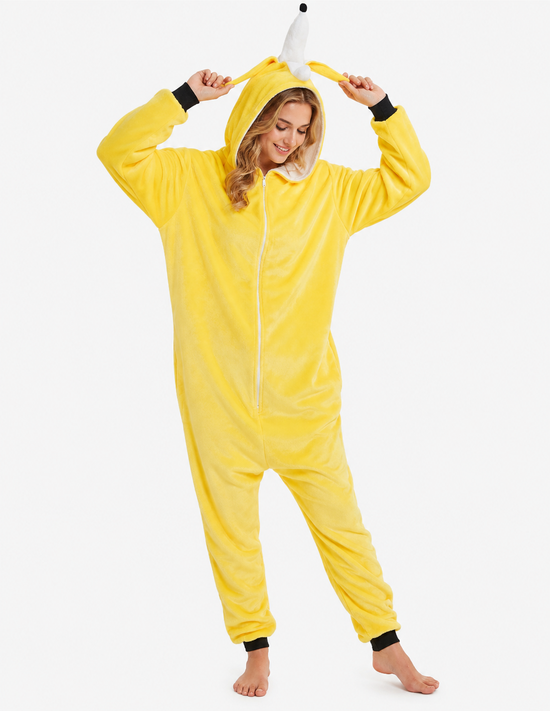 [Custom ] NUOLE Banana Kigurumi Onesie - Fruit Cosplay Costume Pajamas for Halloween, Christmas, Easter, Adults & Kids