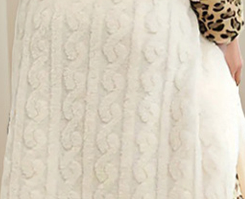 NUOLE Women's Leopard Trim Hooded Cable Knit Fleece Robe - Warm Winter Bathrobe