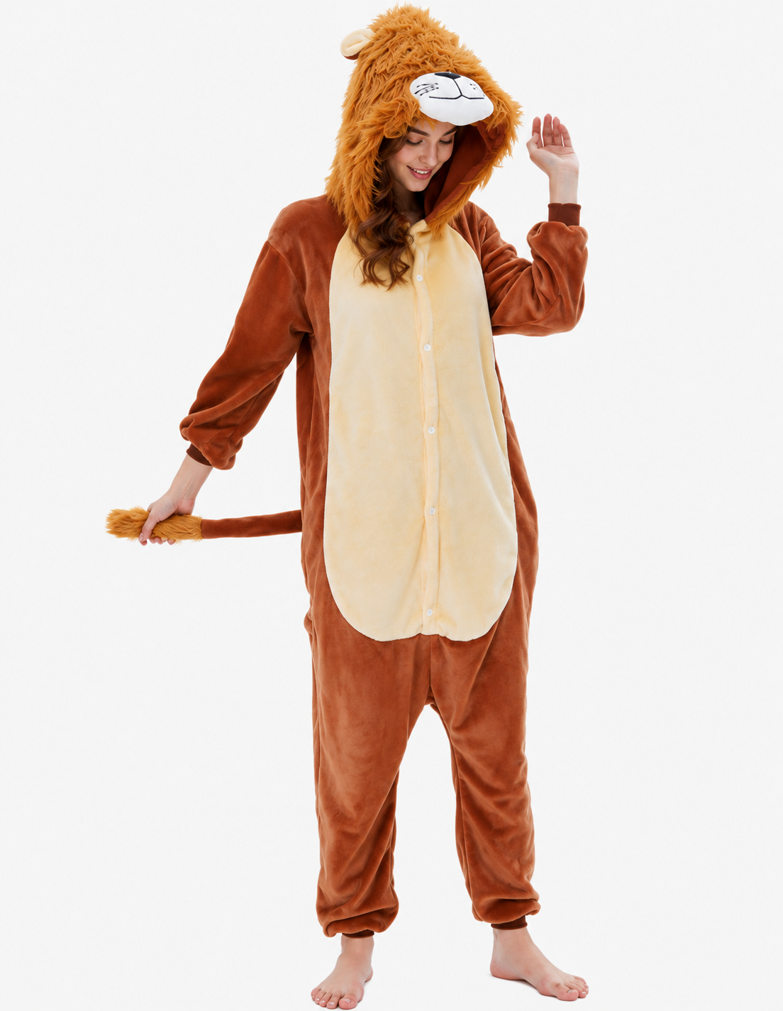 [Custom ] NUOLE Lion Kigurumi Onesie - Animal Cosplay Costume Pajamas for Halloween, Christmas, Easter, Adults & Kids