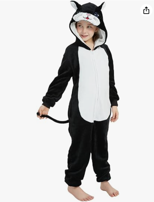 [Custom ] NUOLE Cat Kigurumi Onesie - Animal Cosplay Costume Pajamas with Ears & Tail for Halloween, Christmas, Easter, Adults & Kids