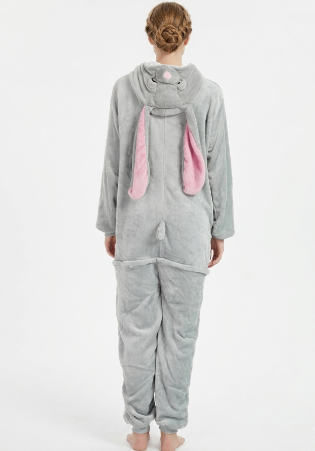 [Custom ] NUOLE Bunny Rabbit Kigurumi Onesie - Animal Cosplay Costume Pajamas with Long Floppy Ears for Halloween, Christmas, Easter, Adults & Kids