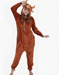 [Custom ] NUOLE Highland Cow Kigurumi Onesie - Scottish Cattle Animal Cosplay Costume Pajamas with Horns for Halloween, Christmas, Adults & Kids