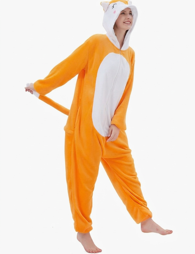 Fox Kigurumi Onesie - Animal Cosplay Costume Pajamas for Halloween, Christmas, Easter, Adults & Kids