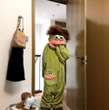 NUOLE Funny Big Mouth Monster Puppet Onesie Set - Loungewear Pajamas with Slippers & Comb Included for Halloween & Cosplay