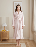 NUOLE Women's Snowflake Velvet Long Winter Bathrobe - Ruffle Trim Fleece Loungewear