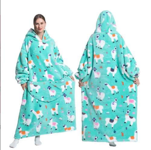 NUOLE Oversized Wearable Blanket Hoodie - Double Layer Flannel Sherpa Fleece Loungewear