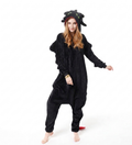 [Custom ] NUOLE Black Dragon Kigurumi Onesie - Animal Cosplay Costume Pajamas with Wings & Tail for Halloween, Christmas, Easter, Adults & Kids