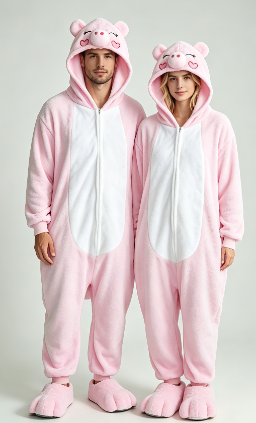 [Custom ] NUOLE Pink Pig Kigurumi Onesie - Animal Cosplay Costume Pajamas with Snout & Ears for Halloween, Christmas, Easter, Adults & Kids